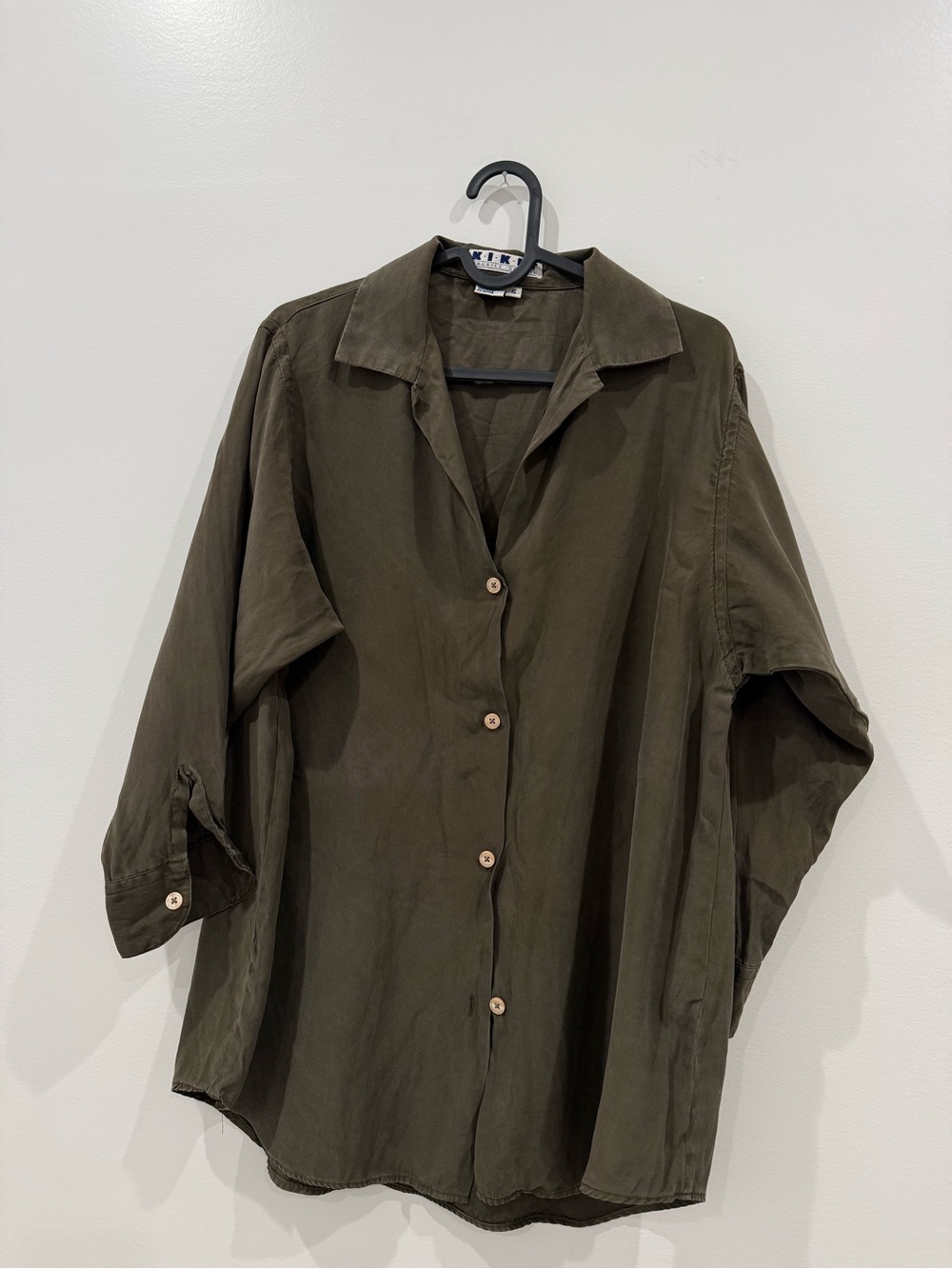 Relaxed Button-Front Shirt - Olive